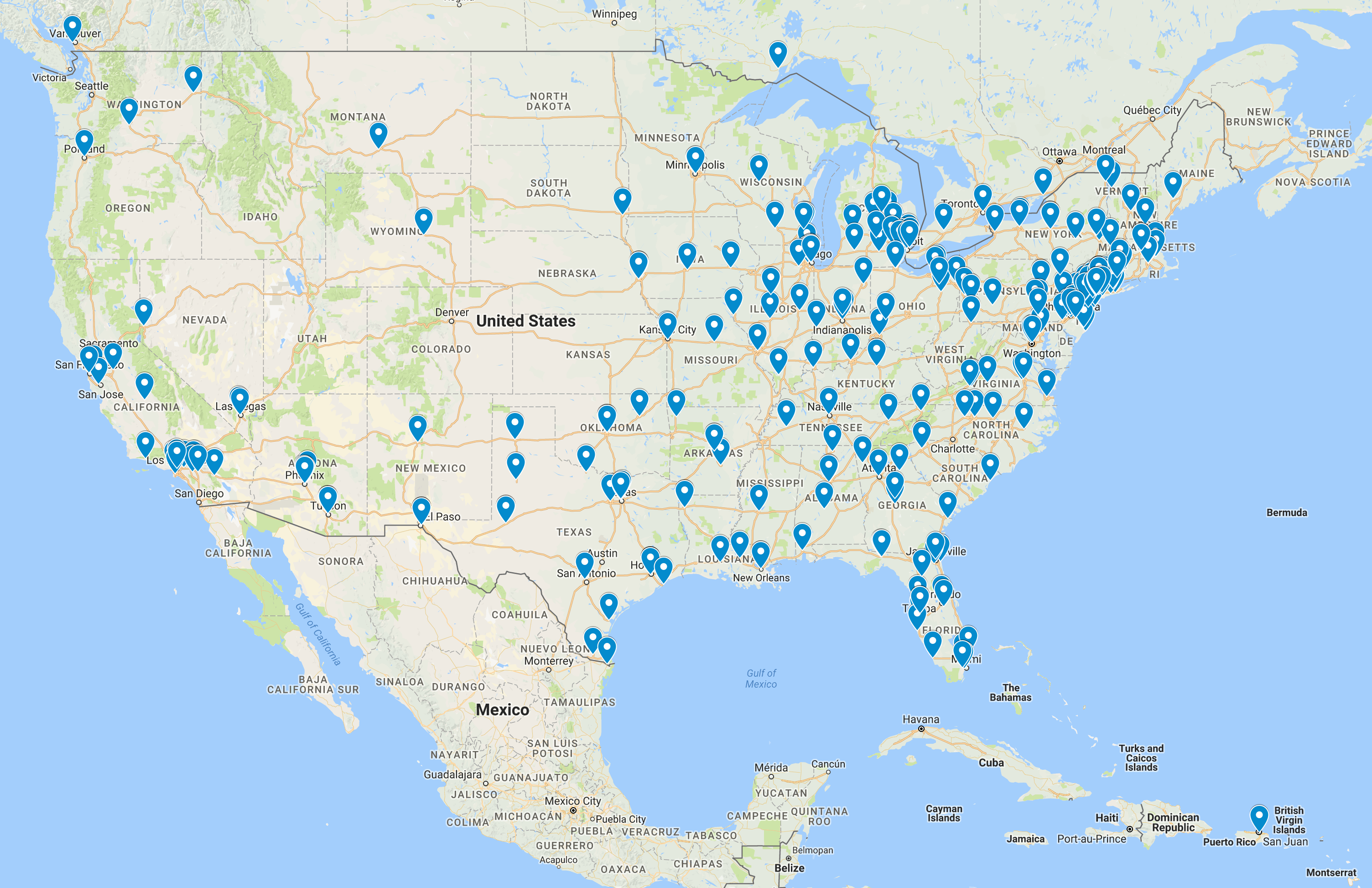 2017 SGU Residency Placement Map - Kevin Ly